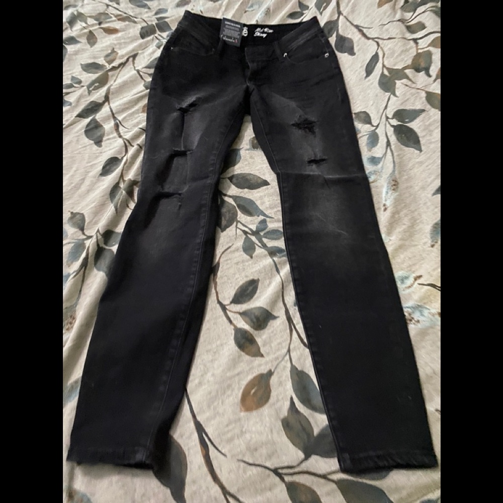 WarehouseOne distressed black skinny jeans